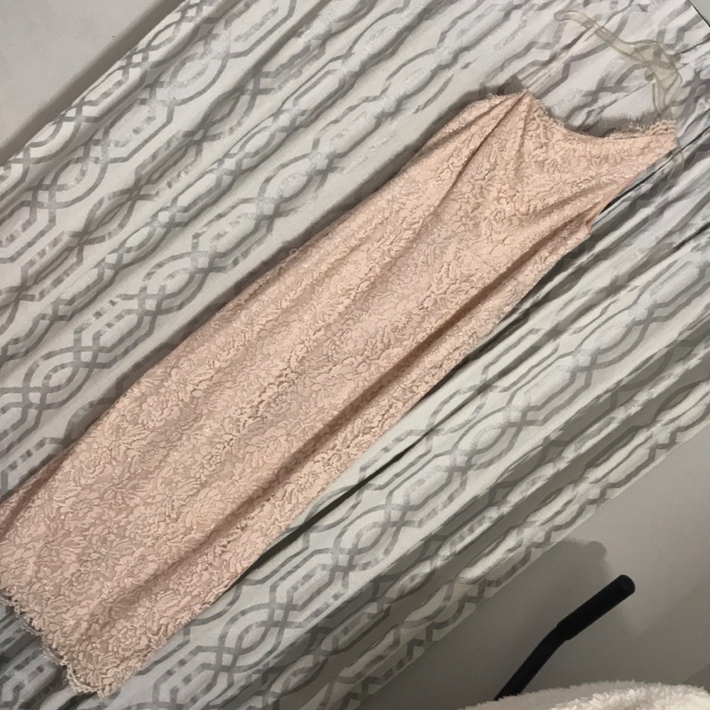 One shoulder lace gown